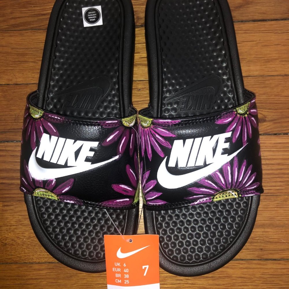 Custom Handpainted Nike Slides - Picture 2 of 5